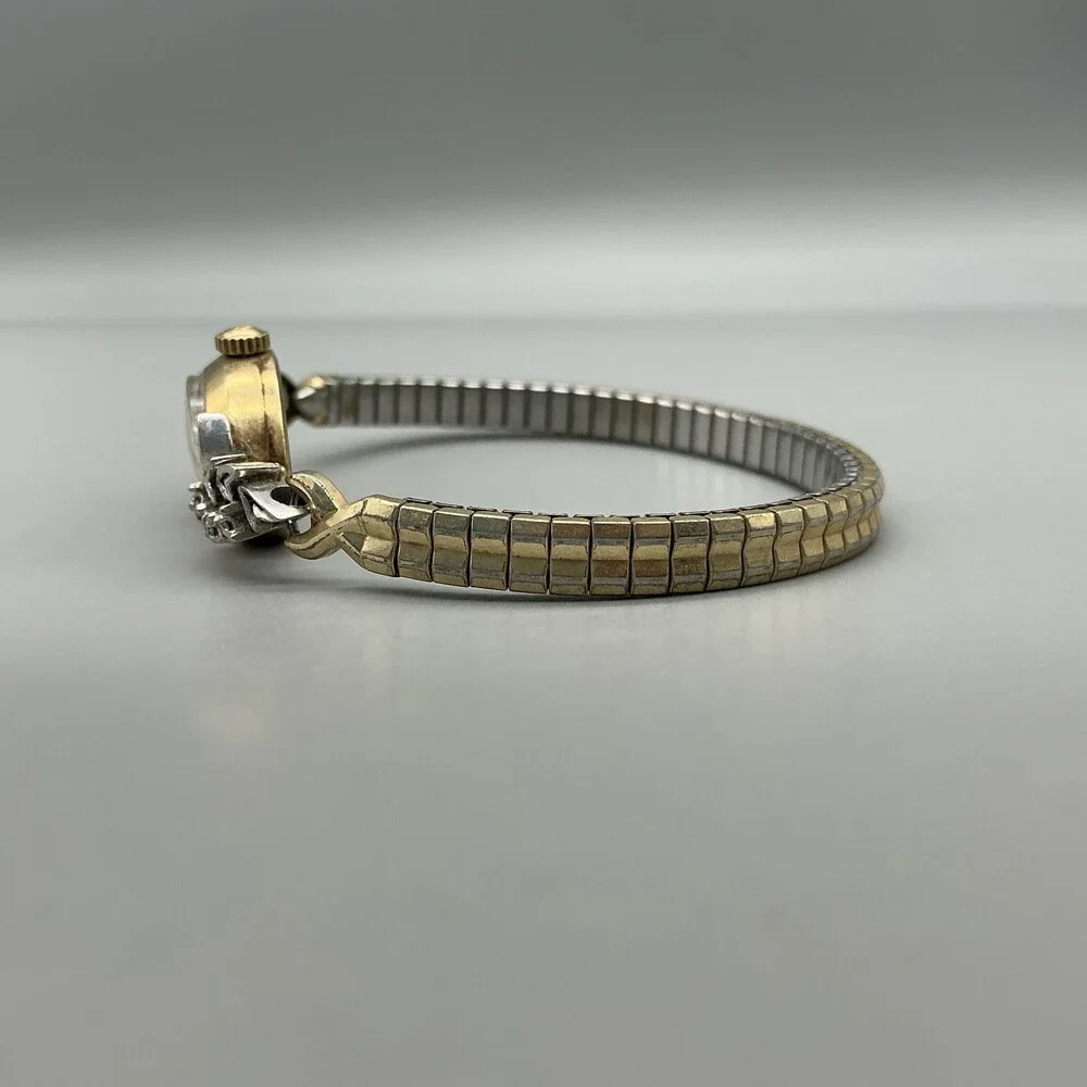 Vintage Bulova La Petite OV 23 Watch Womens 13mm 14K Gold Diamond Manual Wind